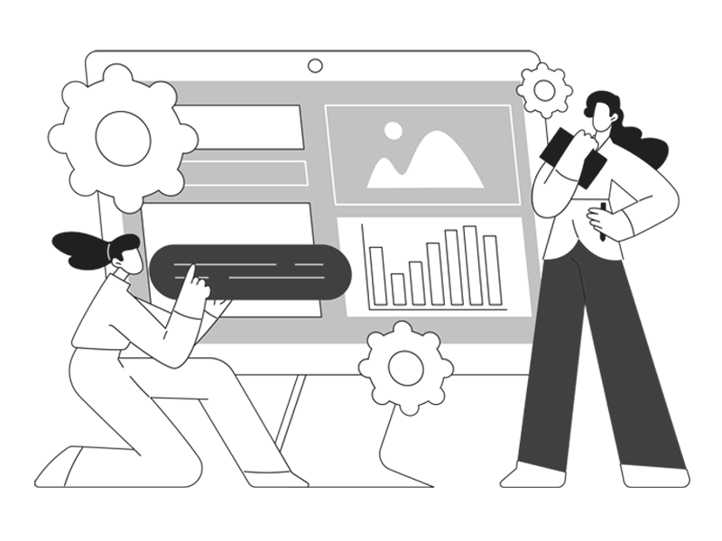 Grafik eines SEO Teams bei der Arbeit